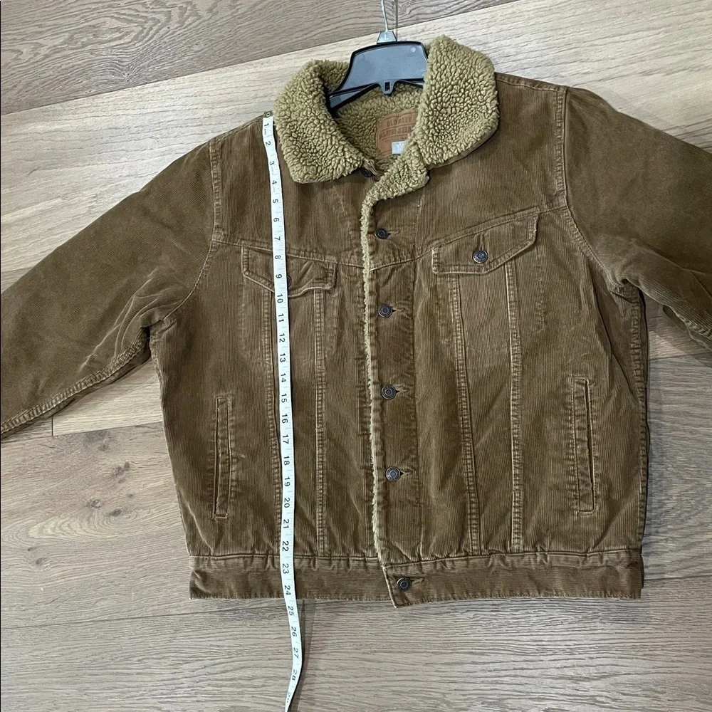 Vintage Old Navy Trucker Jacket M Corduroy Sherpa Lined Work Coat Western Brown
